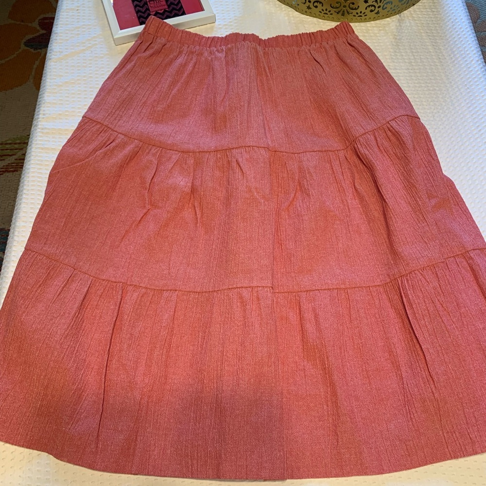 BonWorth Coral A-Line Tiered Skirt